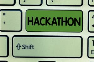 Hackathon key on a keyboard