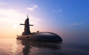 Submarine against evening sky