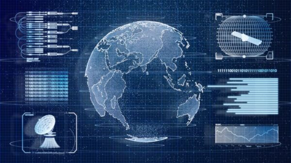 Globe and diagrams that could be powered by military applications of AI