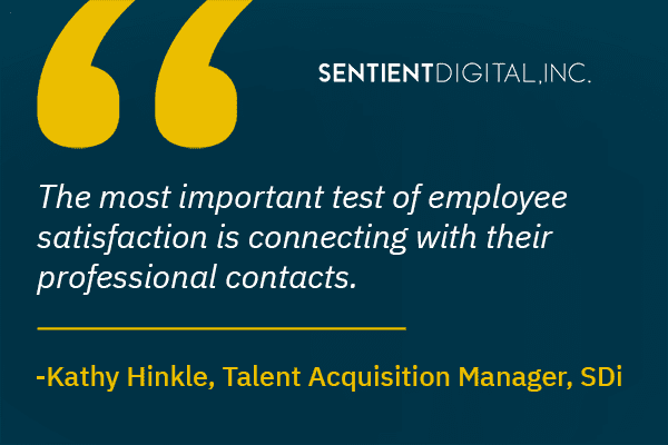 Sentient Digital branded graphic of quote from Talent Acquisition Manager Kathy Hinkle 